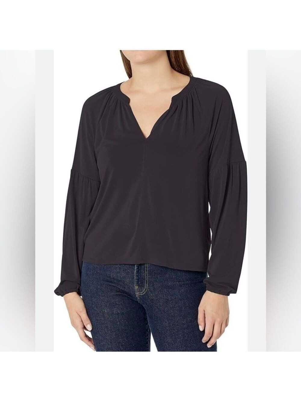 Womens Lucky Brand long sleeve top in soft black. Size S
